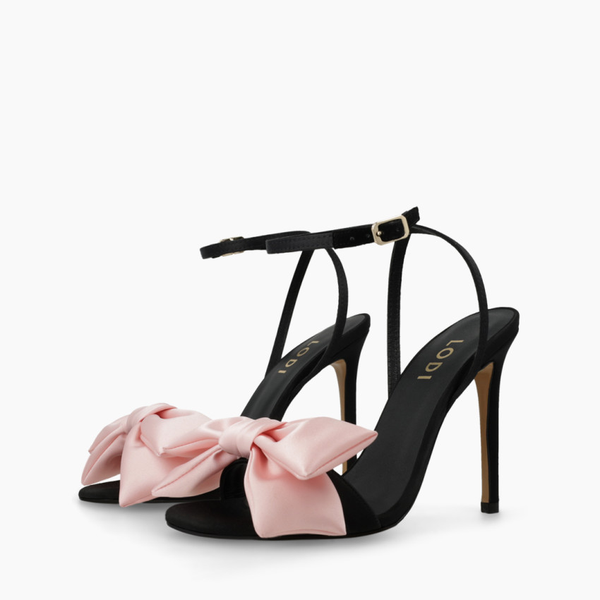 LODI MUJER SANDALIAS NEGRAS LAZO ROSA WANS-TE