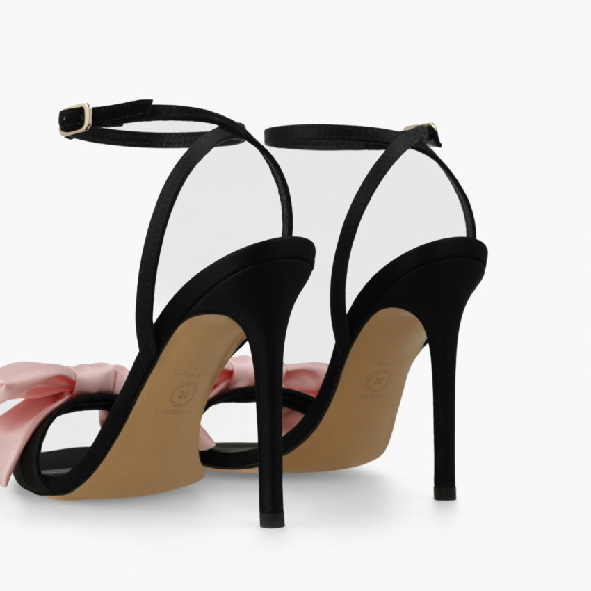 LODI MUJER SANDALIAS NEGRAS LAZO ROSA WANS-TE