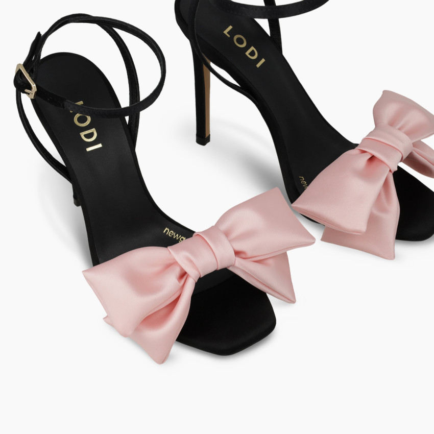 LODI MUJER SANDALIAS NEGRAS LAZO ROSA WANS-TE